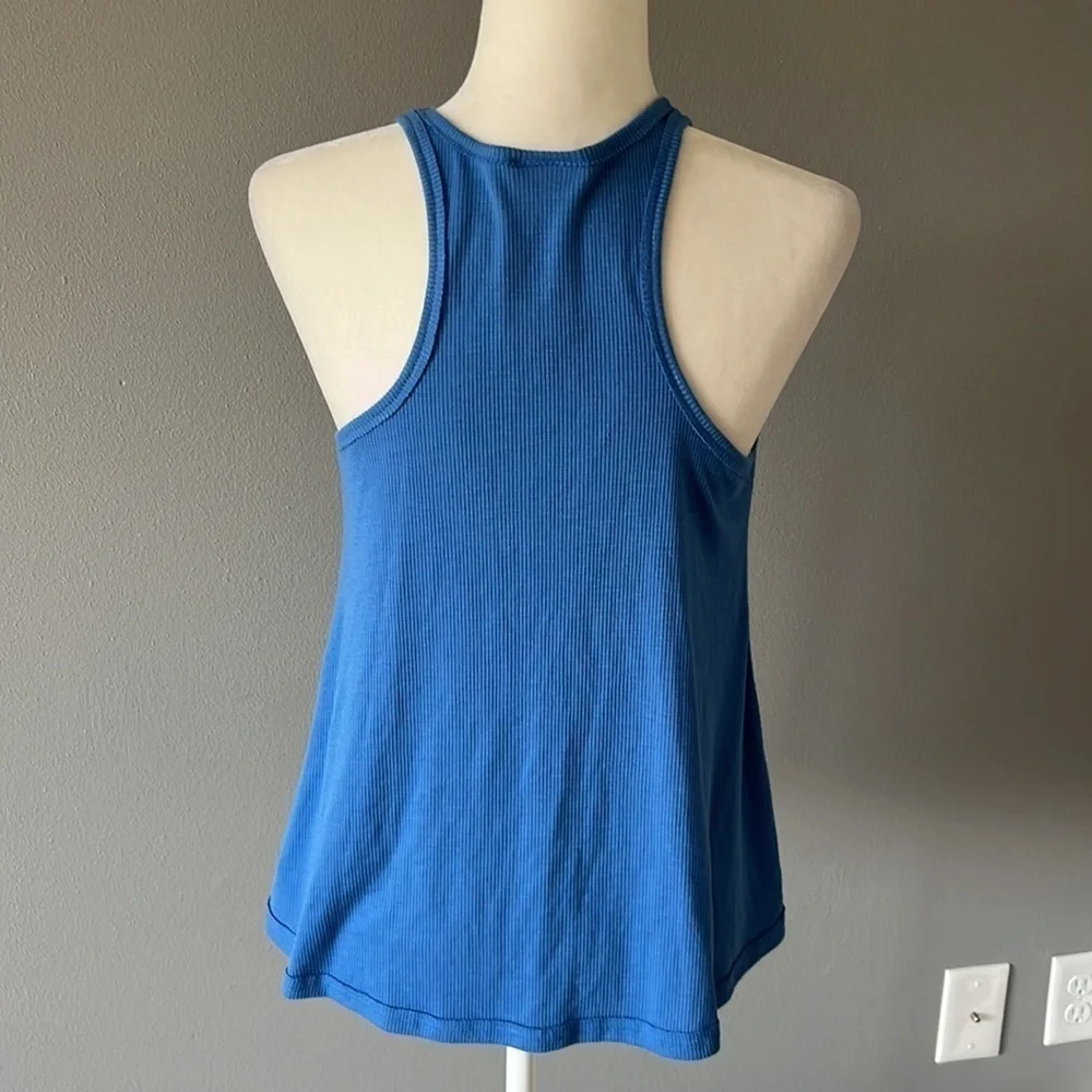 Free People Racer Back Ribbed Tank Blue - Picture 5 of 8